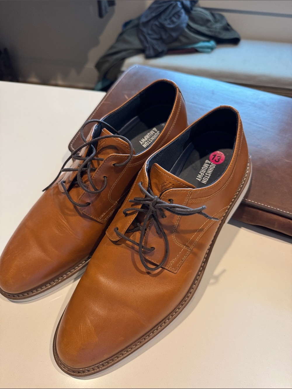 Johnston & Murphy Tan Leather Derby Dress Shoes